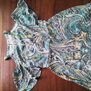 White House Black Market Dress! Sz 4 Paisley keyhole neck